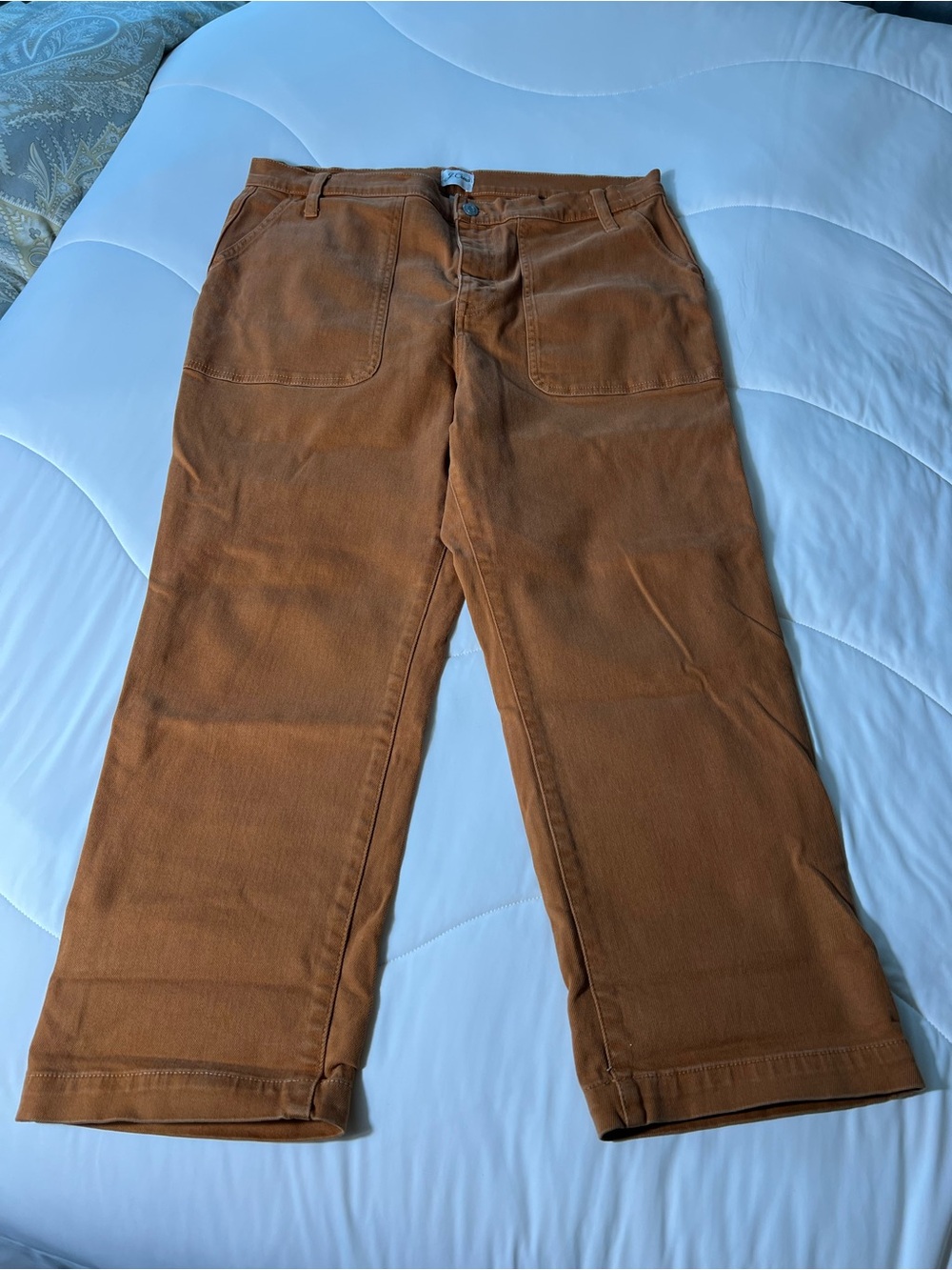 Rust Orange Straight-Leg Crop Pants